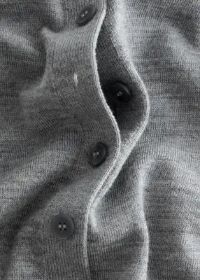 Cardigan en laine à maille unie - Gris — photo 5