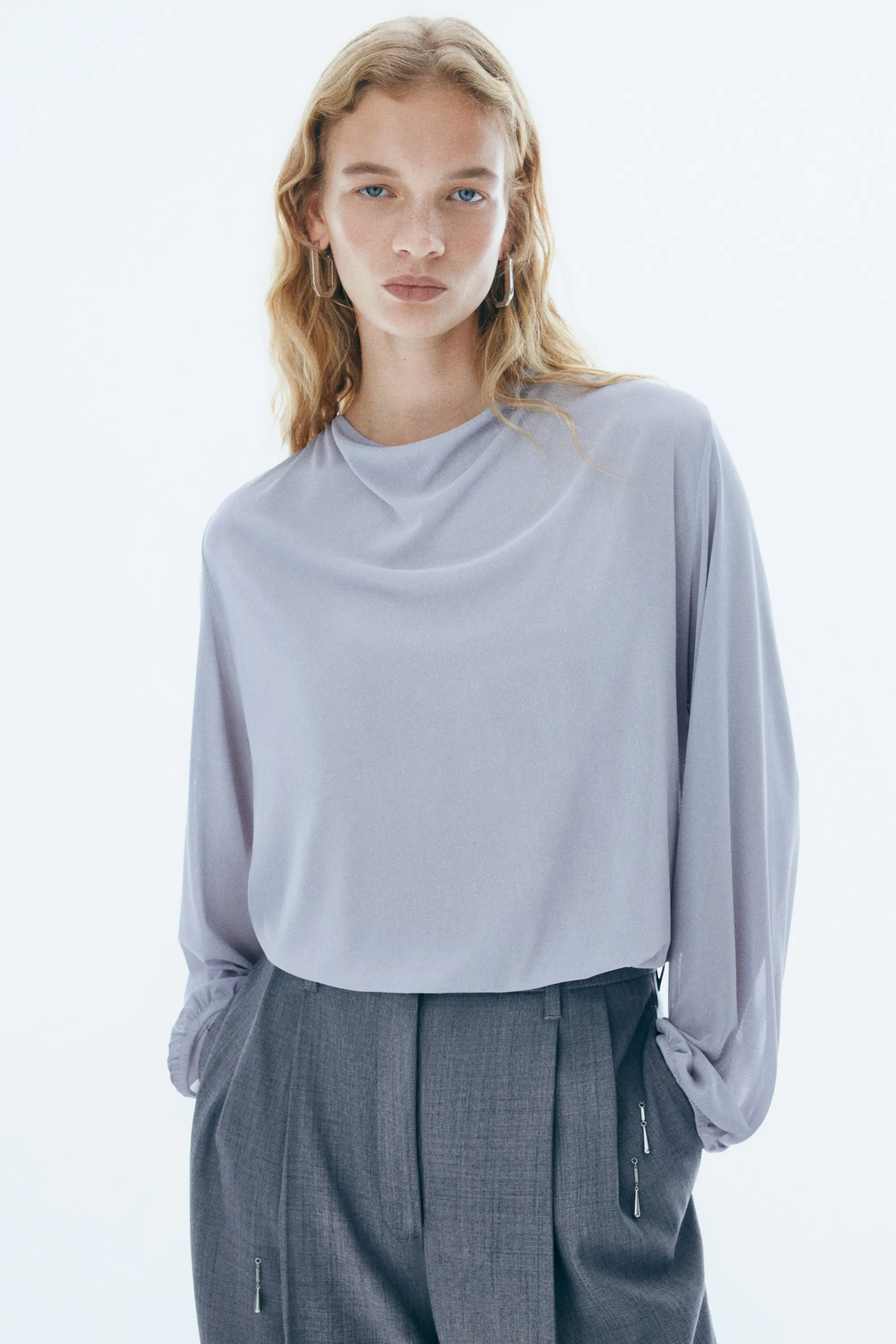 Top avec dos bénitier - Bleu acier clair