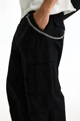 Pantalon cargo Relaxed Fit - Noir — photo 3