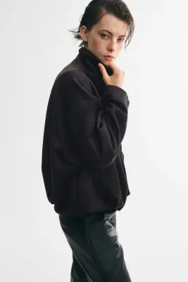 Veste oversize avec base à effet boule - Marron foncé — photo 3