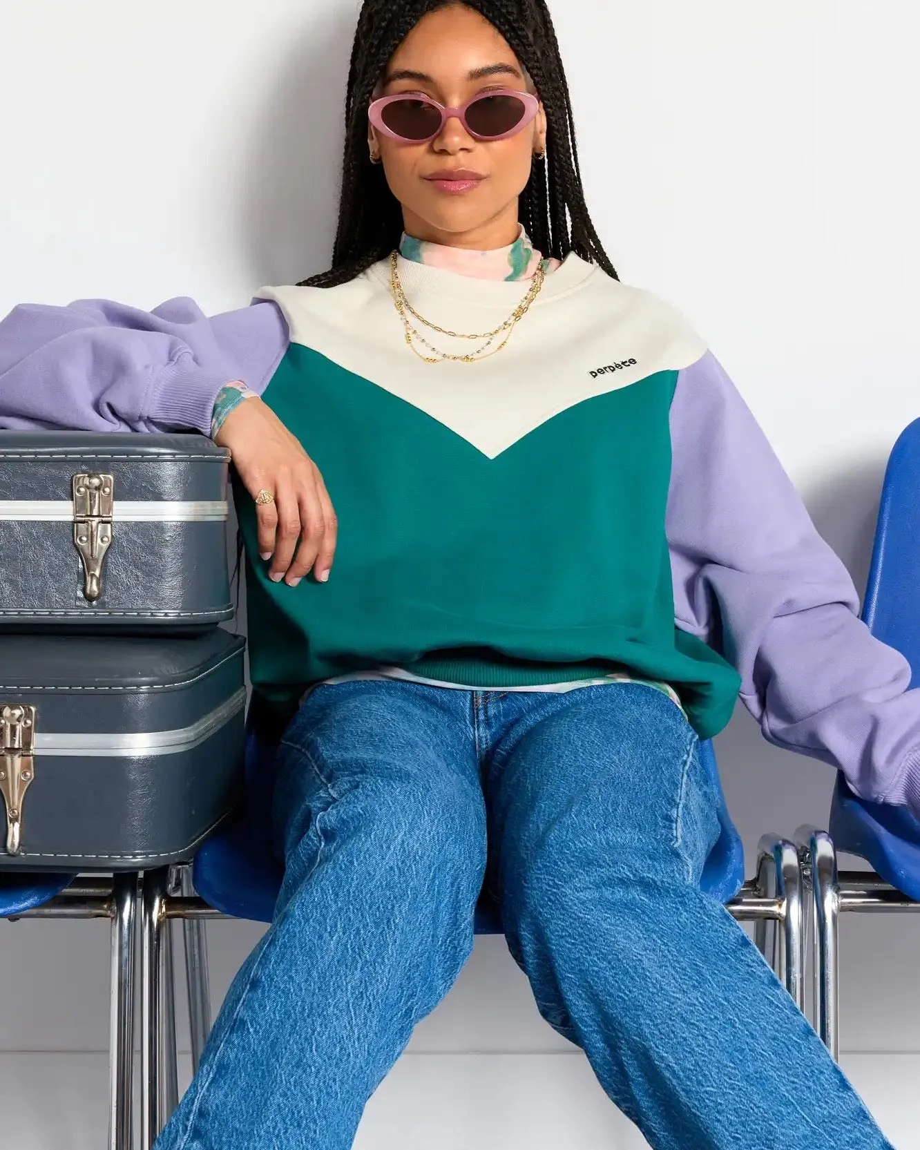 Sweat femme Max vert et lilas oversize – Perpète