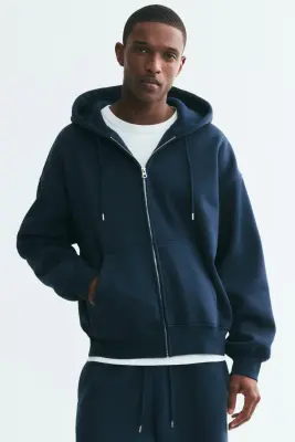 Veste à capuche zippée Oversized Fit - Bleu marine — photo 2