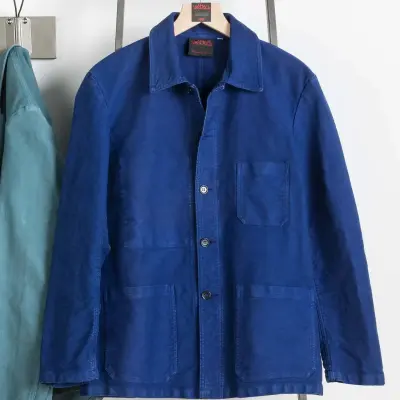 Veste Workwear en Moleskine en Coton Bio 4M/5 - Bleu du Roy — photo 2