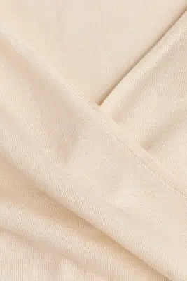 Gilet cache-cœur en maille fine - Beige clair — photo 4