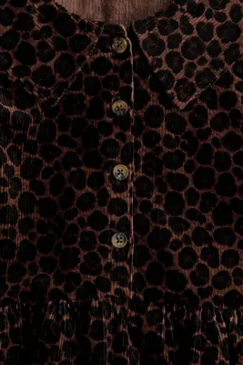 Robe en velours côtelé de coton mélangé - Marron/imprimé léopard — photo 4