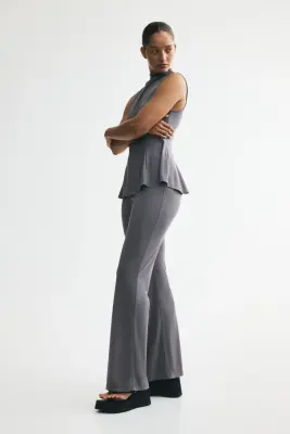 Pantalon évasé en modal mélangé - Gris foncé — photo 3