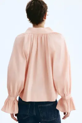 Blouse en popeline de coton - Rose poudré — photo 4