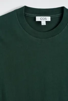 T-SHIRT DÉCONTRACTÉ EN COTON LÉGER - VERT FONCÉ — photo 4