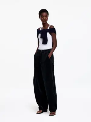 Pantalon barrel en velours côtelé - Bleu — photo 2