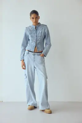 Veste en denim de coton - Bleu denim clair — photo 2