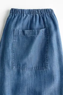 Pantalon en denim avec cordons de serrage - Bleu denim — photo 3