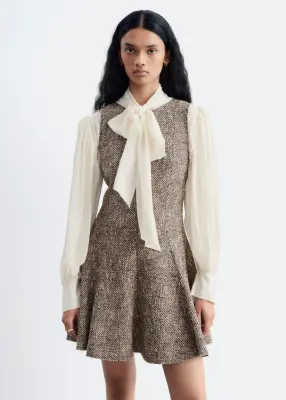 Robe courte à bords bruts - Taupe chiné — photo 2