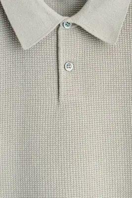 POLO EN MAILLE DE COTON GAUFRÉE - VERT CLAIR — photo 5