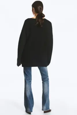 Cardigan doux en maille à col en V - Noir — photo 3