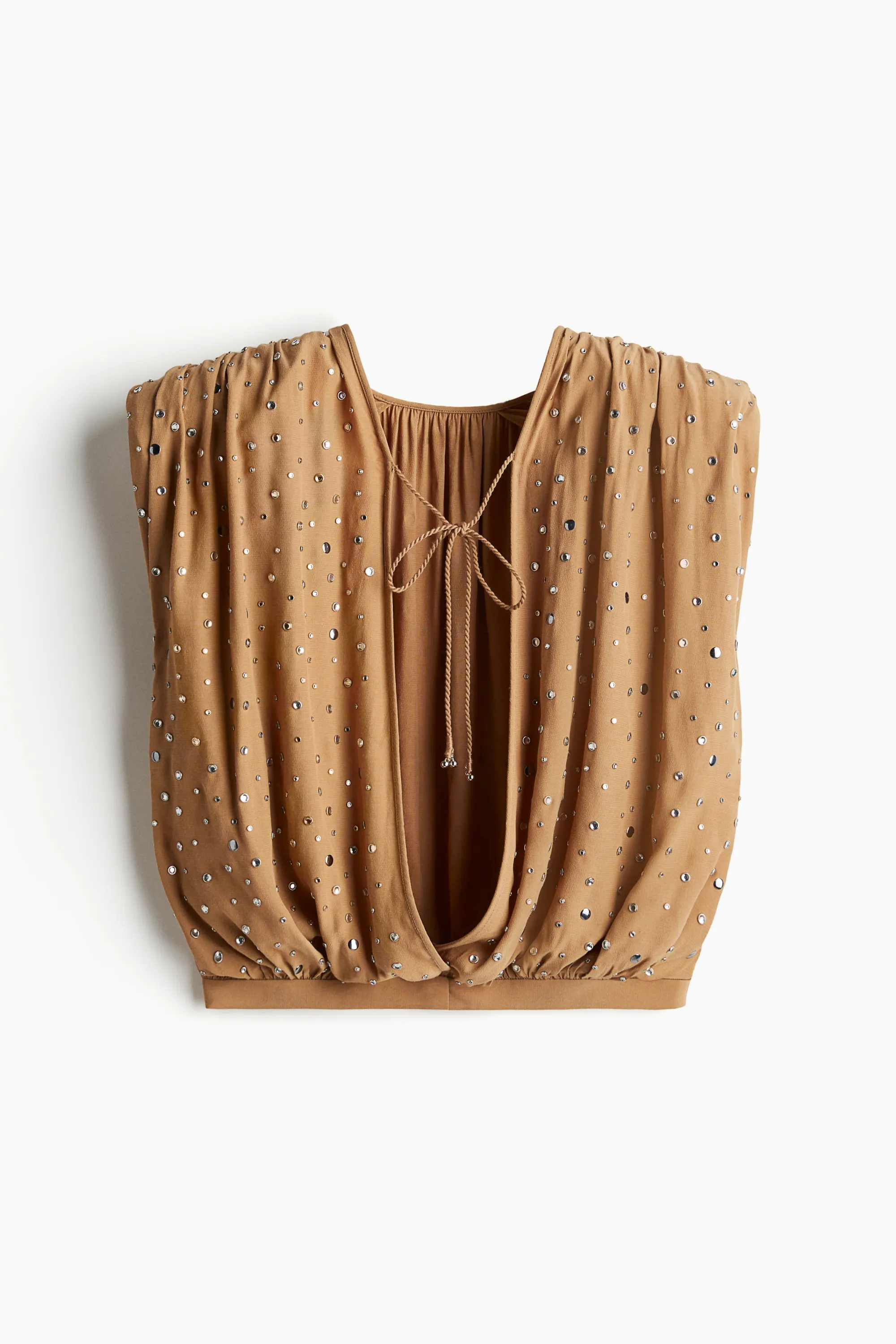 Top orné de strass - Beige foncé