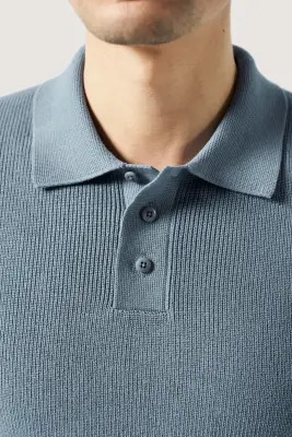 Le polo en maille - Bleu tempête — photo 3