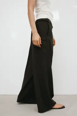 Pantalon chic à jambes larges - Marron foncé — photo 3