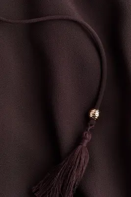 Robe en mousseline avec détail façon cape - Marron foncé — photo 4