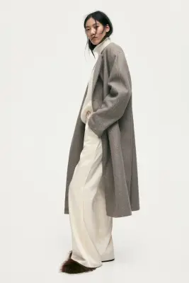 Pantalon évasé en satin - Crème — photo 5