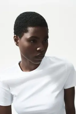 T-shirt ajusté en coton mélangé - Blanc — photo 1