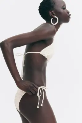 Haut de maillot triangle paddé - Crème — photo 3
