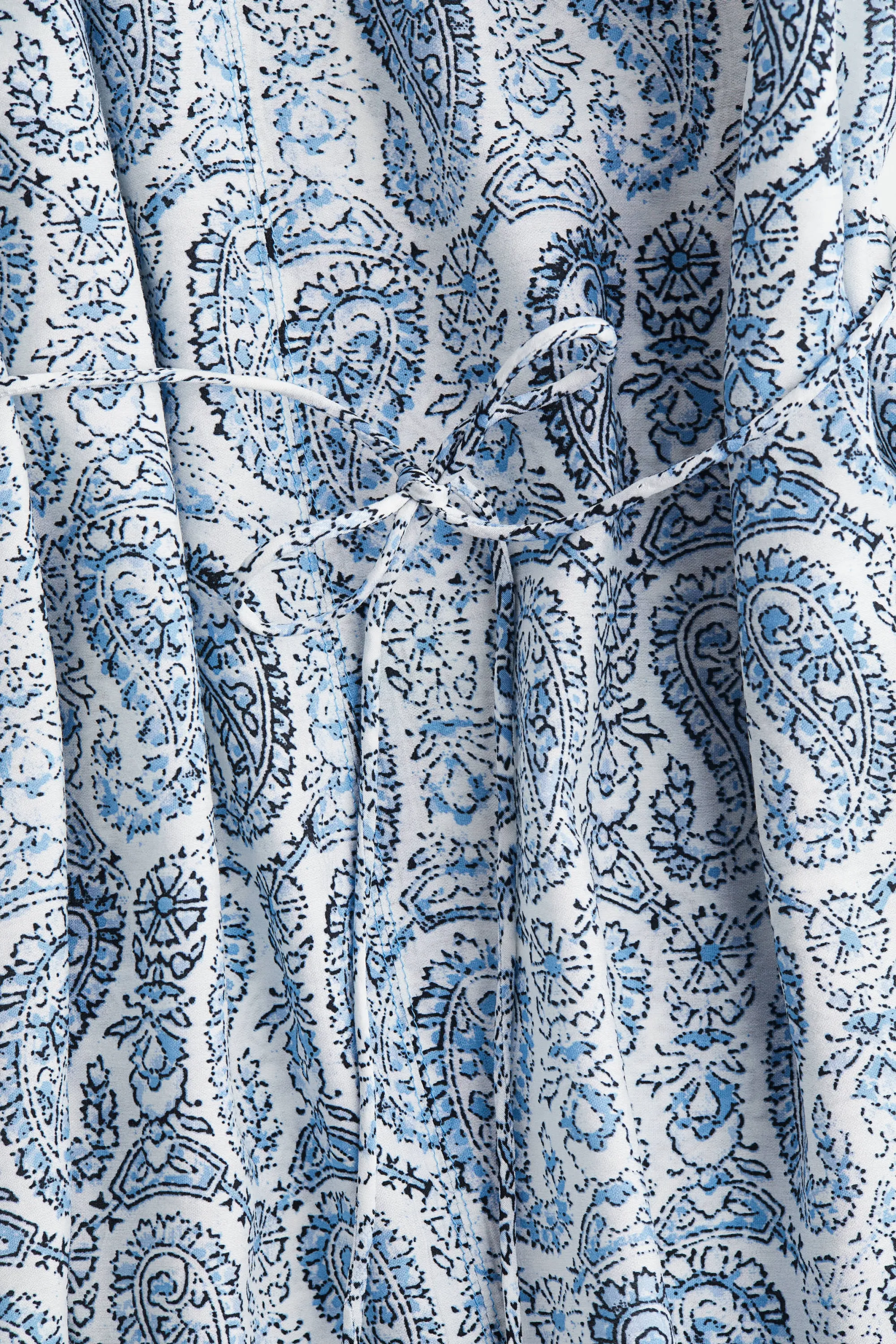 Robe tunique avec ceinture à nouer - Blanc/motif cachemire
