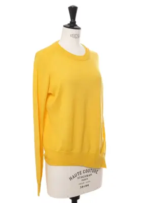 Pull en laine, soie et cachemire jaune doré col rond RRP 390€ Taille 36 — photo 4