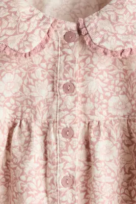 Blouse en velours côtelé à motif - Rose clair/fleuri — photo 3