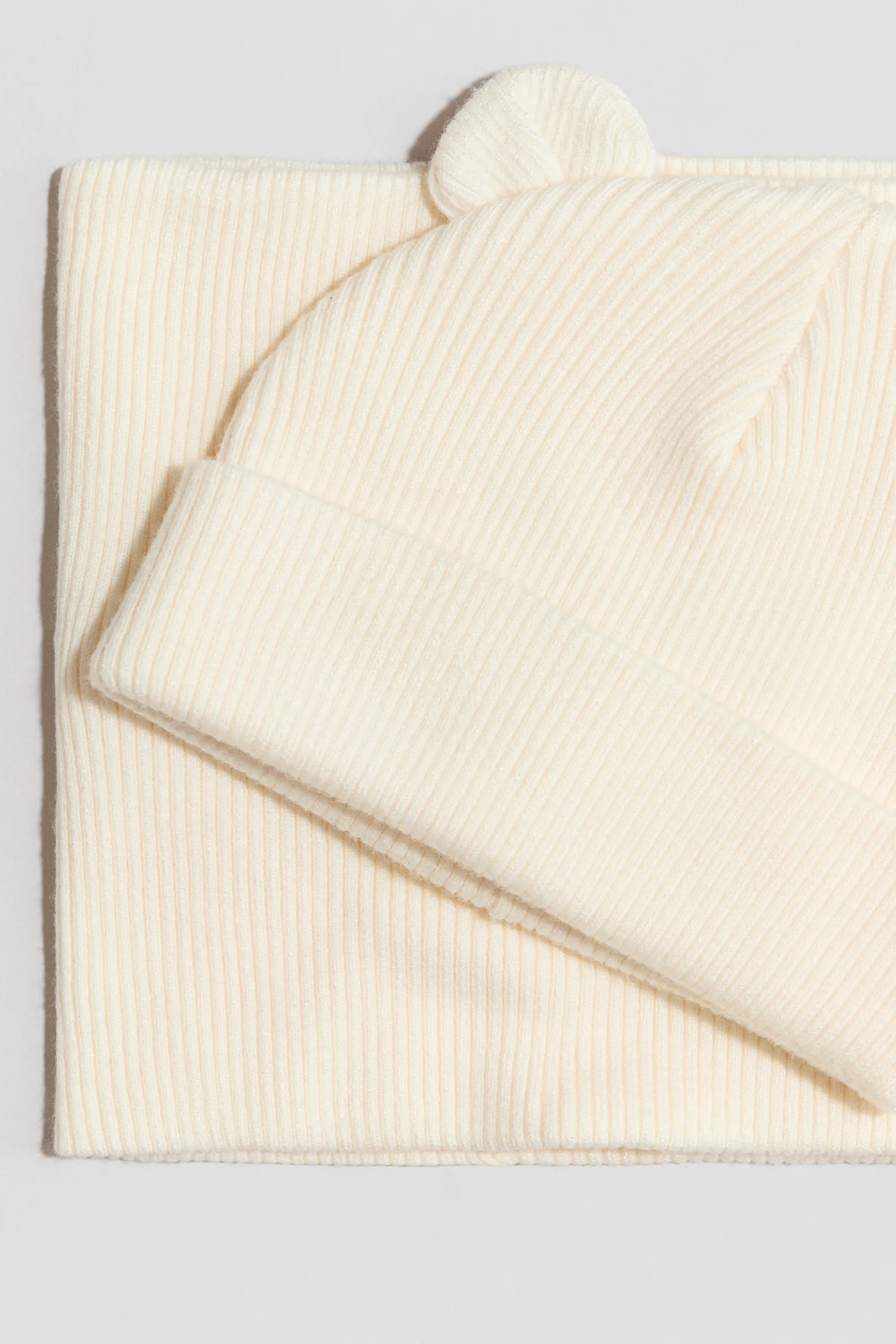 Ensemble 2 pièces bonnet et écharpe - Crème