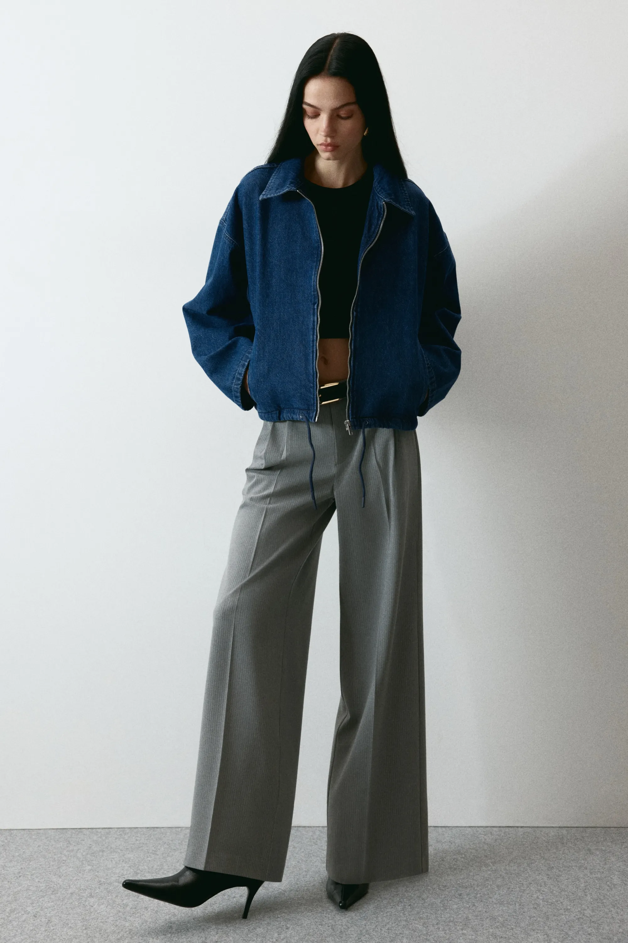 Veste en denim avec col - Bleu denim