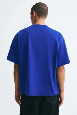 T-shirt Oversized Fit en coton - Bleu vif — photo 3
