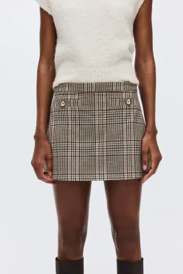 Jupe-short - Beige clair/carreaux — photo 2