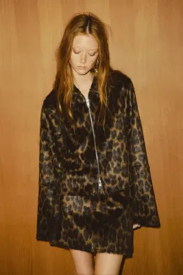 Jupe duveteuse - Marron/imprimé léopard — photo 3