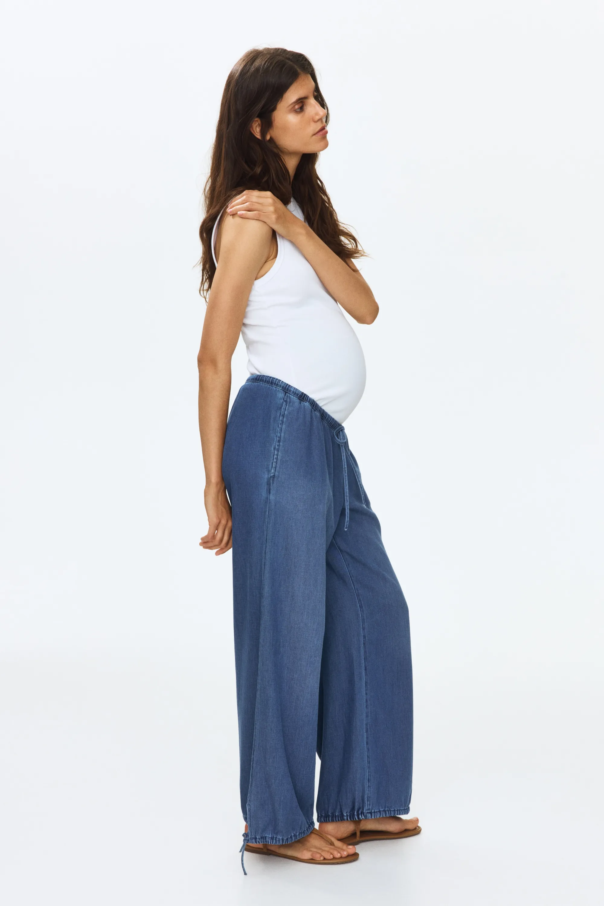 MAMA Pantalon en denim avec jambes ballon - Bleu denim