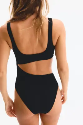 Maillot de bain paddé High Leg avec ouverture - Noir — photo 2