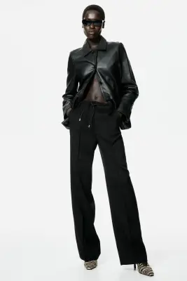Pantalon droit avec ceinture - Noir — photo 2