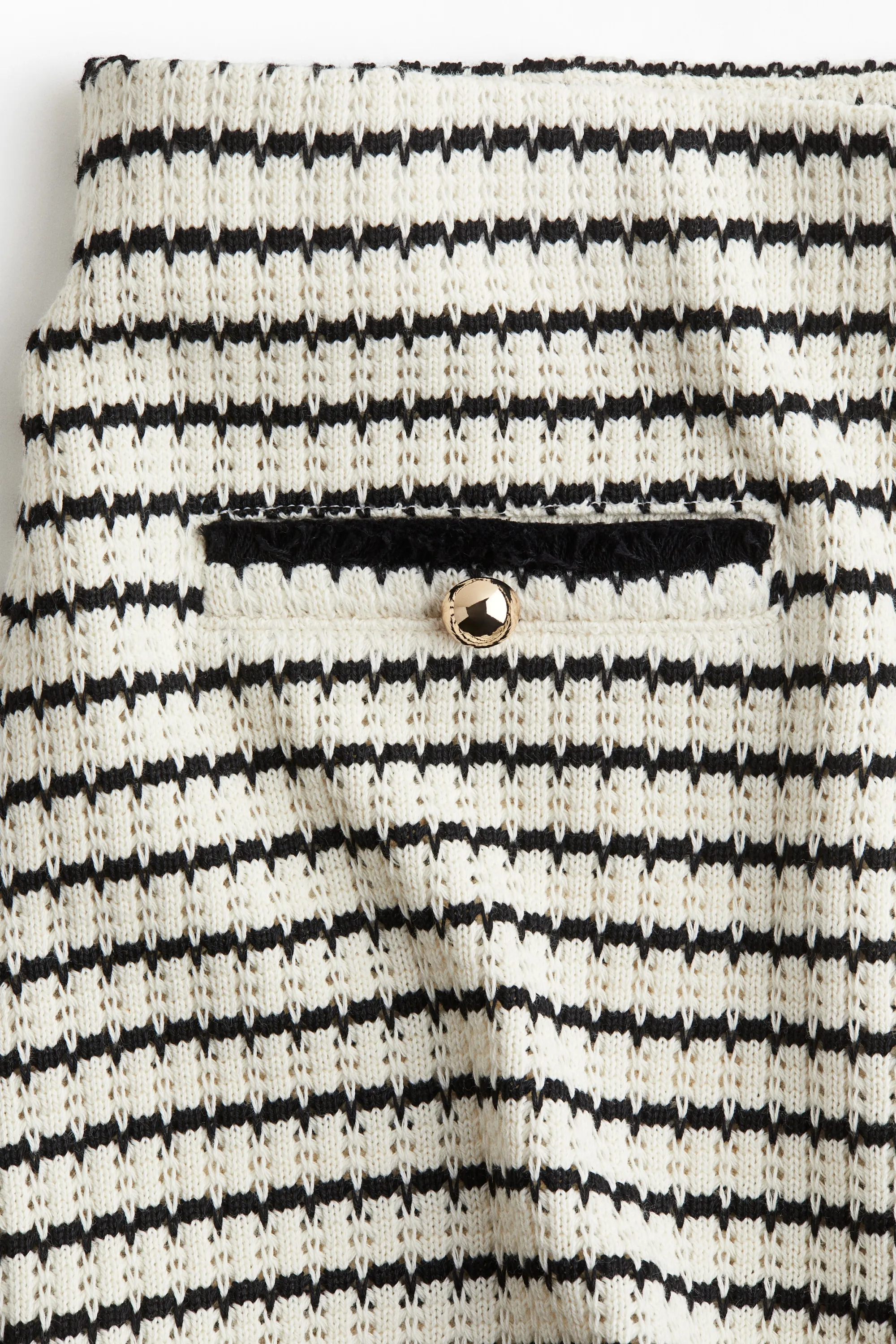 Short en maille texturée - Crème/rayures noires