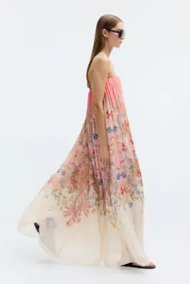 Robe bandeau trapèze - Rose/fleuri — photo 4