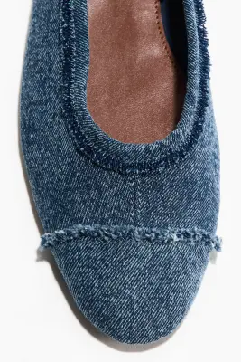 Ballerines frangées en coton - Bleu denim — photo 2