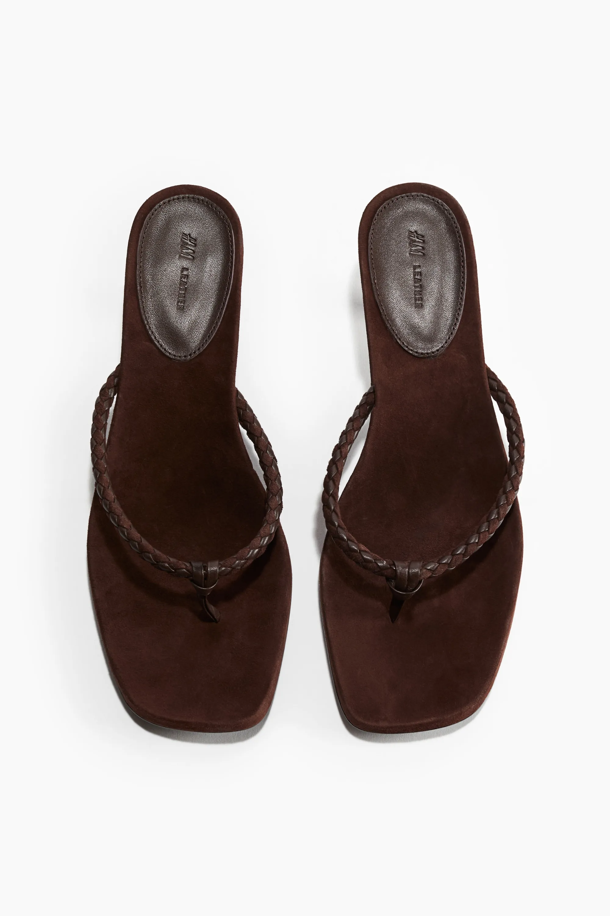 Sandales à talon en cuir velours - Marron foncé