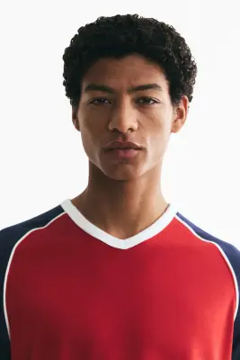 Slim Fit T-shirt - Rouge/color block — photo 2