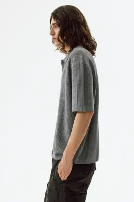 Chemise Regular Fit en maille texturée - Gris — photo 4