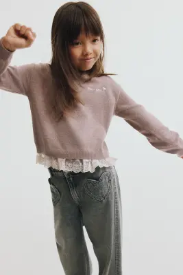 Pull avec finition, en broderie anglaise - Beige clair/Mon Ami — photo 3