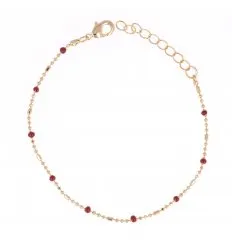 Bracelet plaque or resine rouge 22657-18-rouge