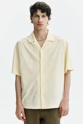 Chemise Relaxed Fit en jersey jacquard - Jaune clair — photo 2