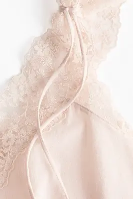 Top avec bretelles brodées - Beige clair — photo 5