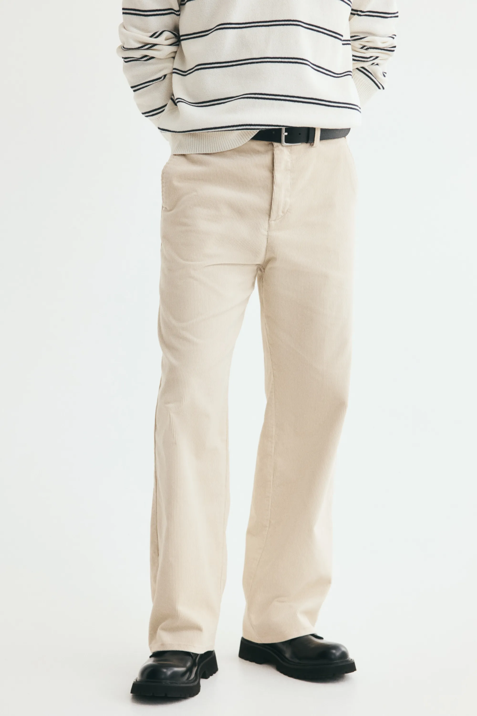 Pantalon Relaxed Fit en velours côtelé - Beige clair
