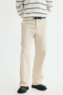 Pantalon Relaxed Fit en velours côtelé - Beige clair — photo 1