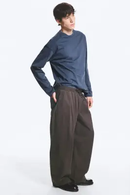 Pantalon à enfiler Barrel - Marron foncé — photo 3