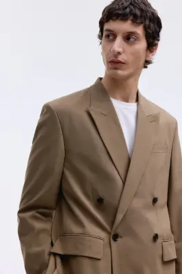 Veste Relaxed Fit à fermeture croisée - Beige foncé — photo 2